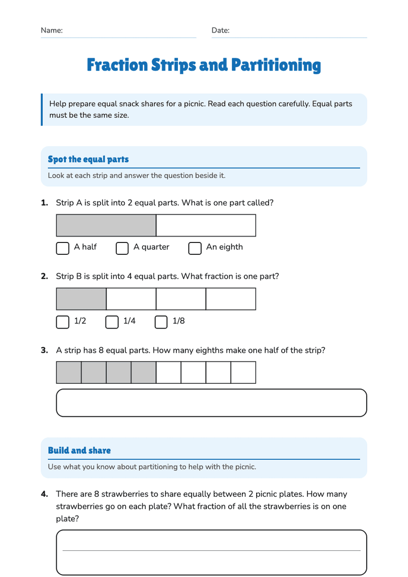 Fraction Strips and Partitioning
