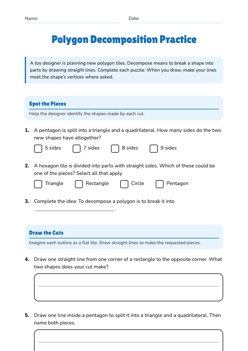 Polygon Decomposition Practice worksheet preview