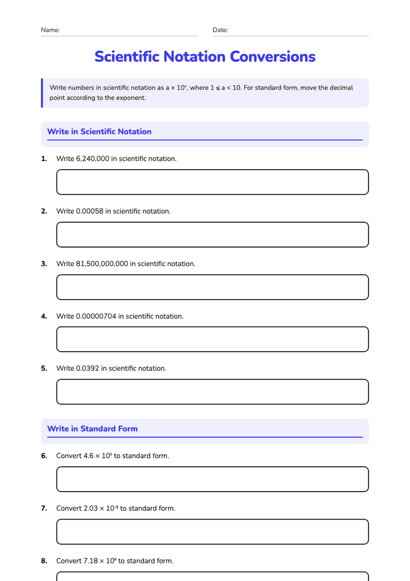 Scientific Notation Conversions