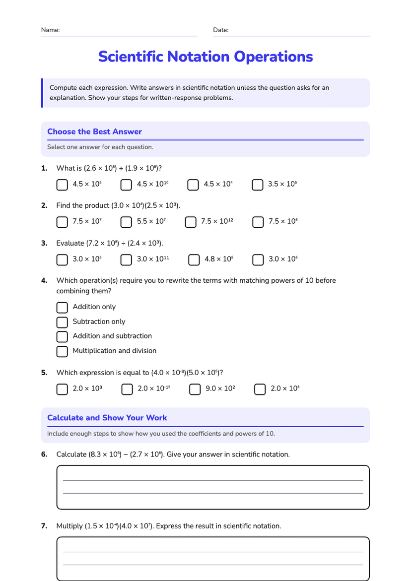 Scientific Notation Operations
