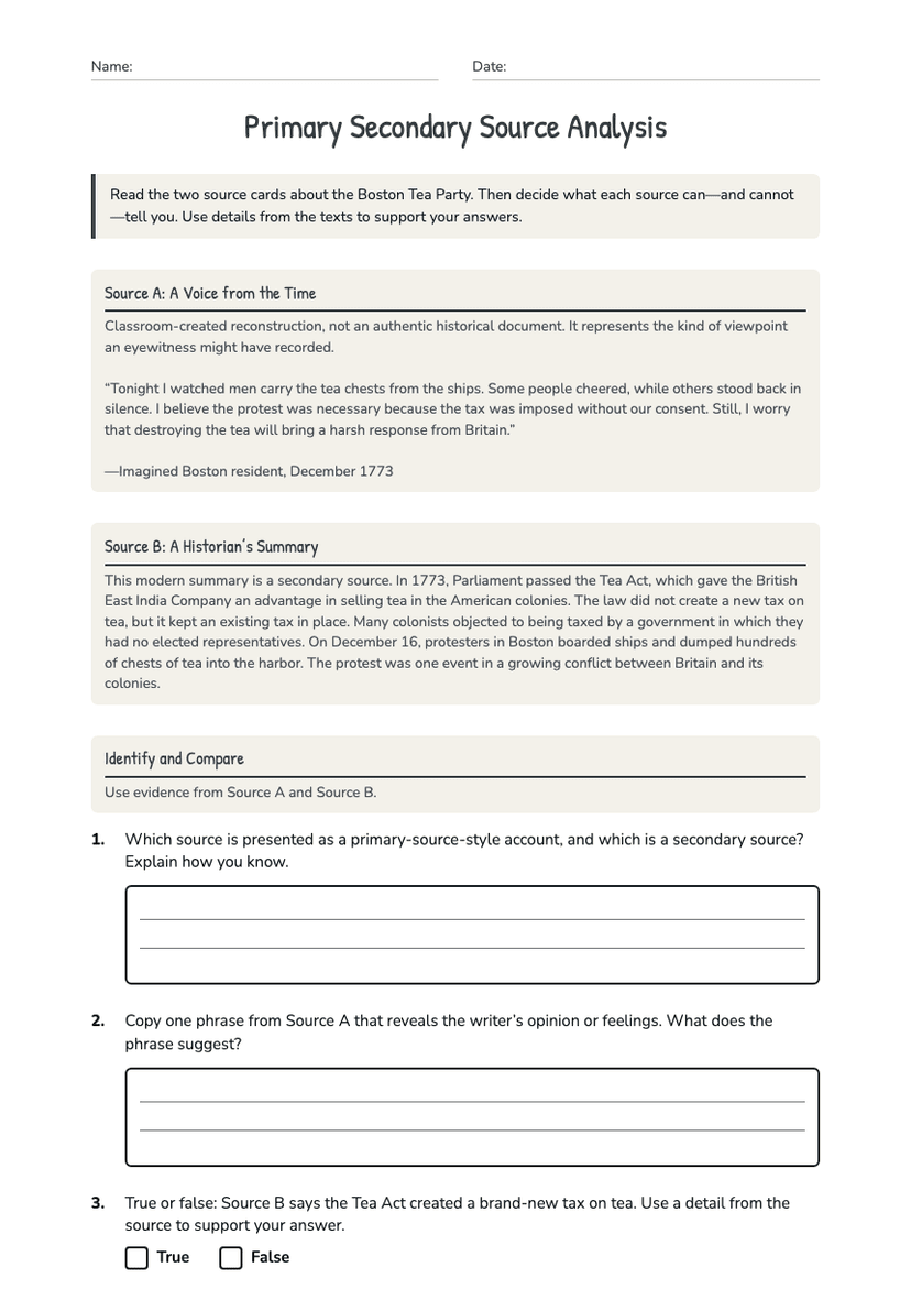 Primary Secondary Source Analysis