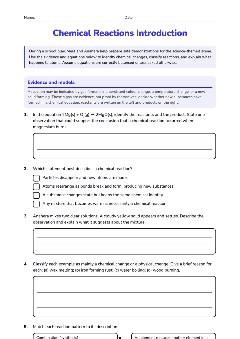 Chemical Reactions Introduction