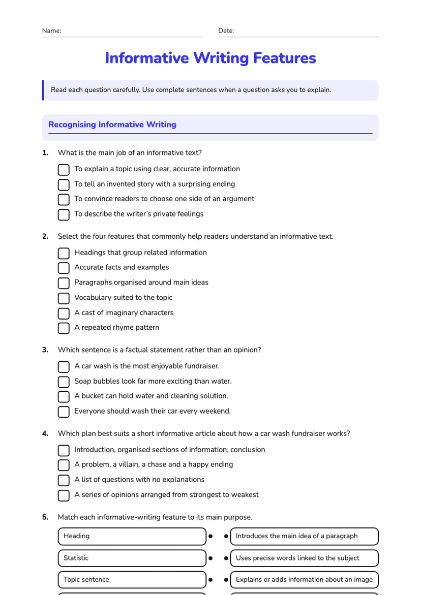Informative Writing Features