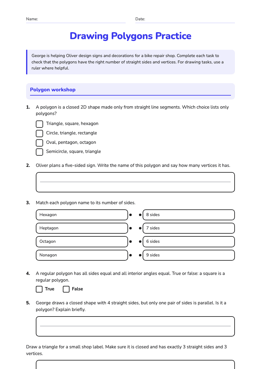 Drawing Polygons Practice worksheet preview