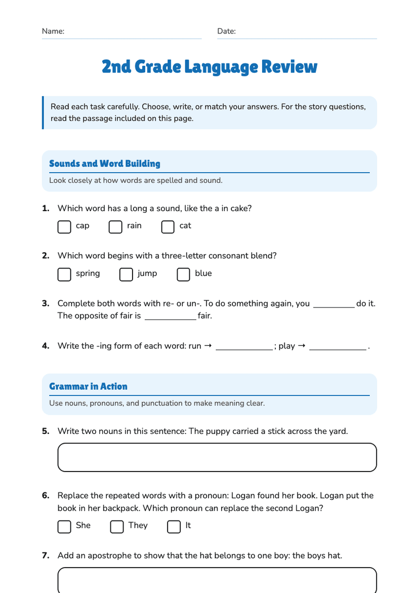 2nd Grade Language Review