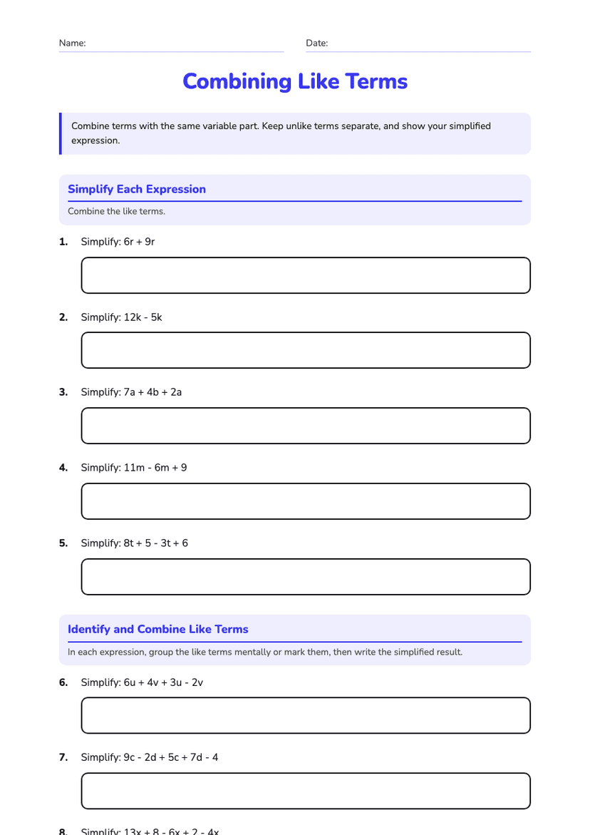 Combining Like Terms
