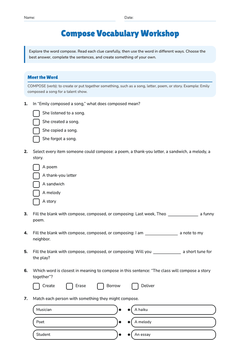 Compose Vocabulary Workshop
