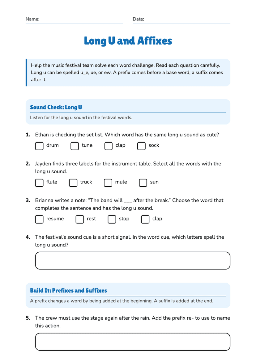Long U and Affixes