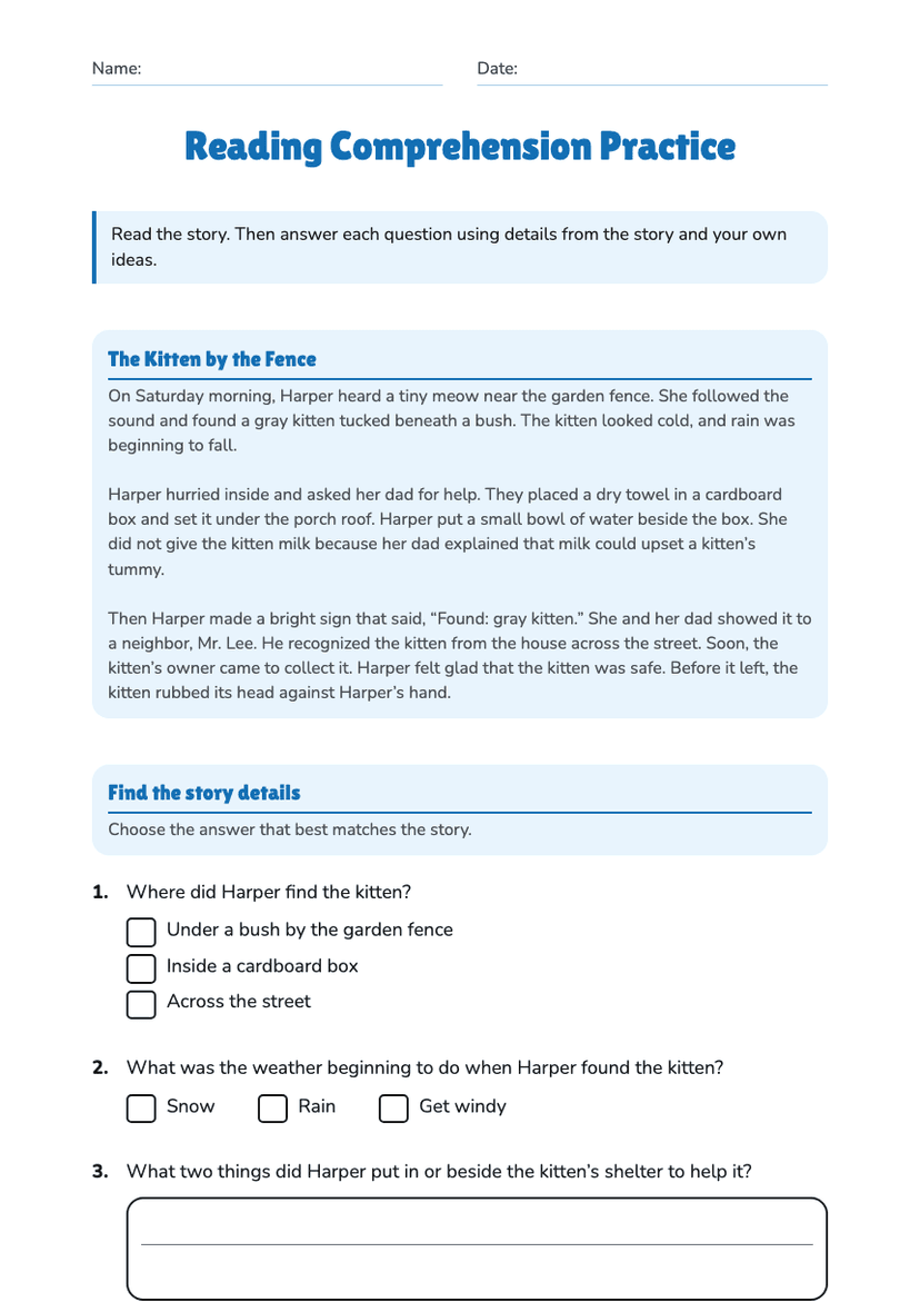 Reading Comprehension Practice