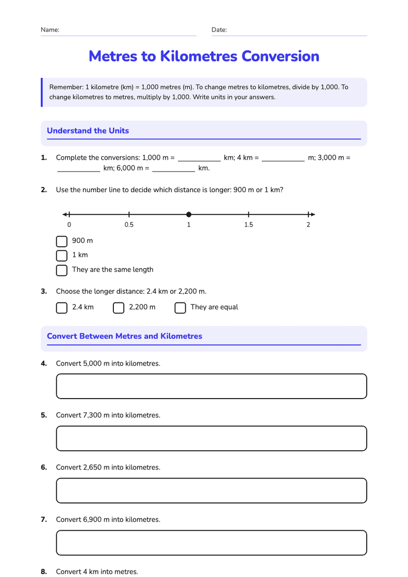 Metres to Kilometres Conversion