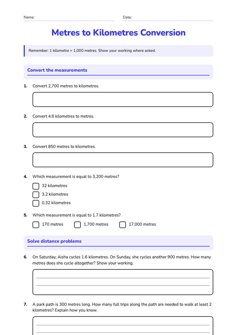 Metres to Kilometres Conversion
