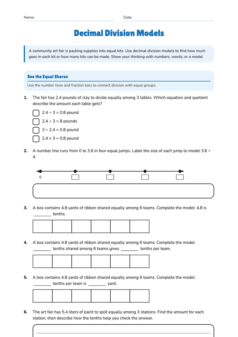 Decimal Division Models
