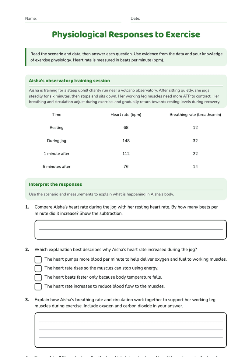 Physiological Responses to Exercise