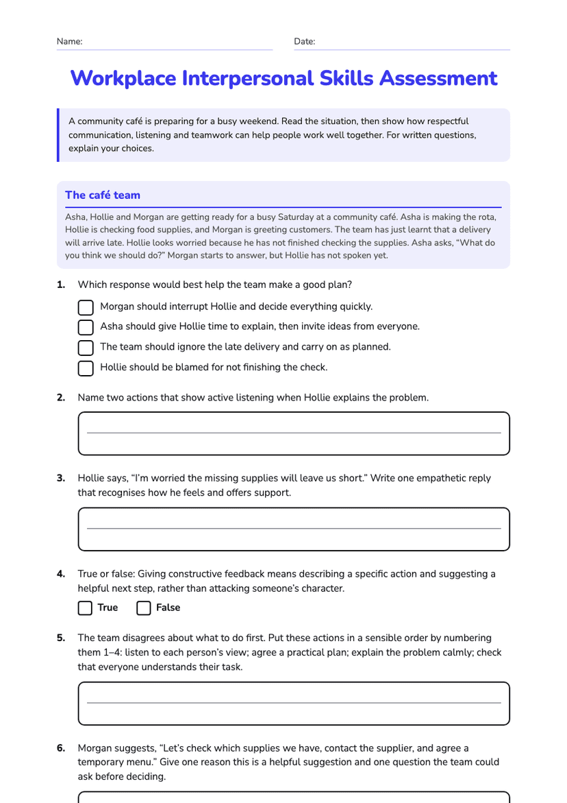Workplace Interpersonal Skills Assessment