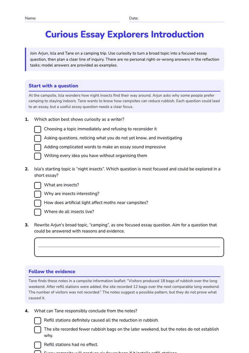 Curious Essay Explorers Introduction