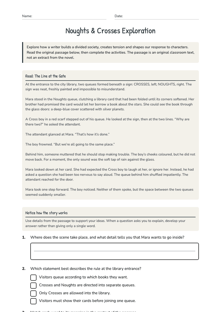 Noughts & Crosses Exploration worksheet preview