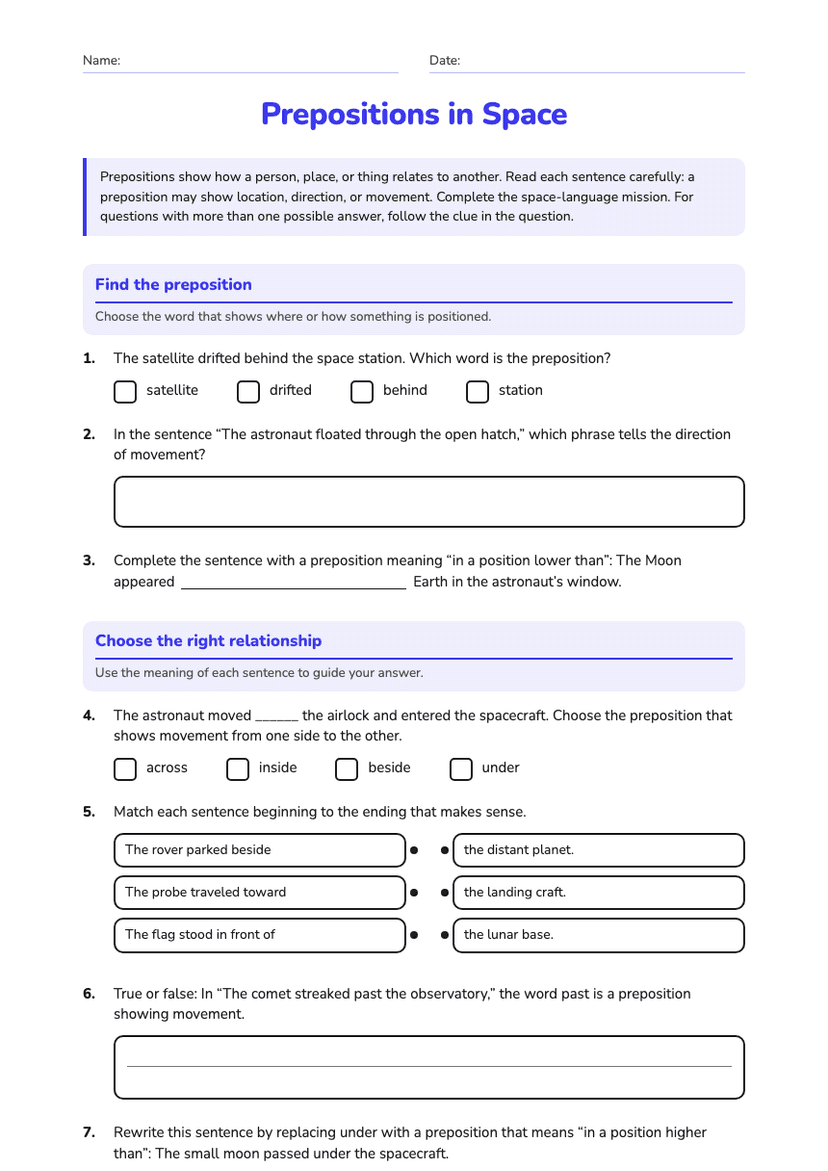 Prepositions in Space
