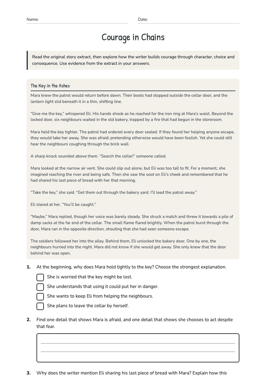 Courage in Chains worksheet preview