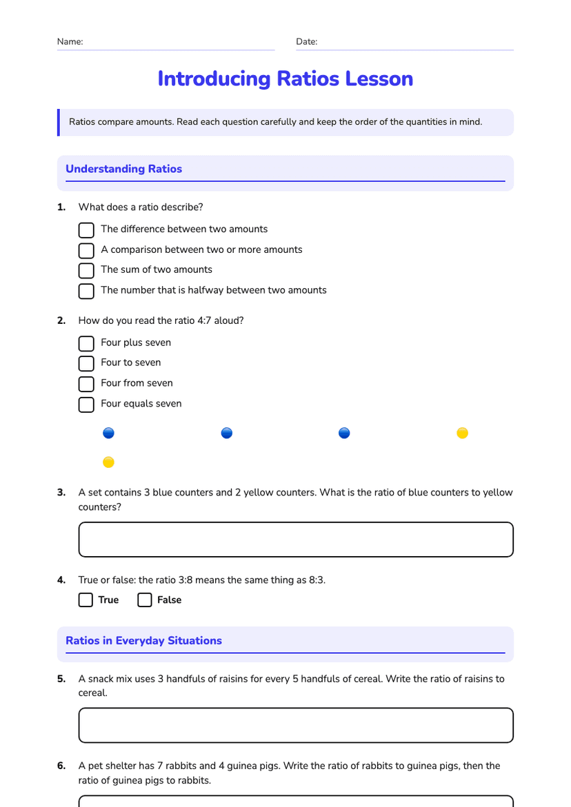Introducing Ratios Lesson