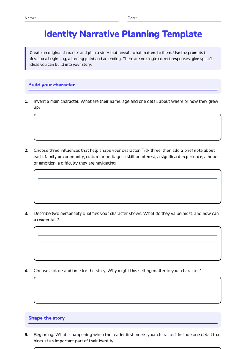 Identity Narrative Planning Template