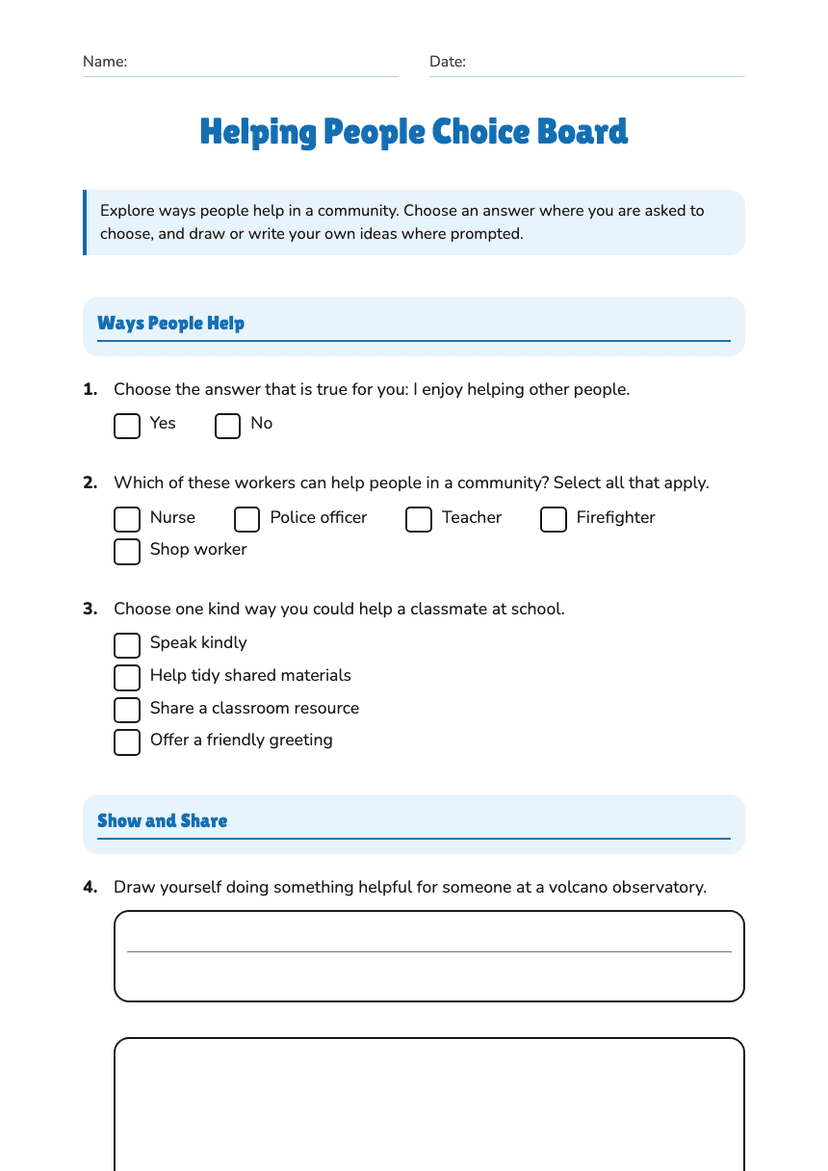 Helping People Choice Board