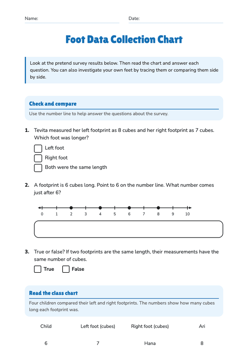 Foot Data Collection Chart