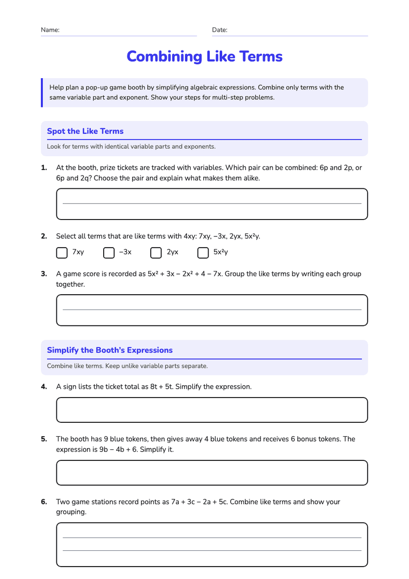 Combining Like Terms