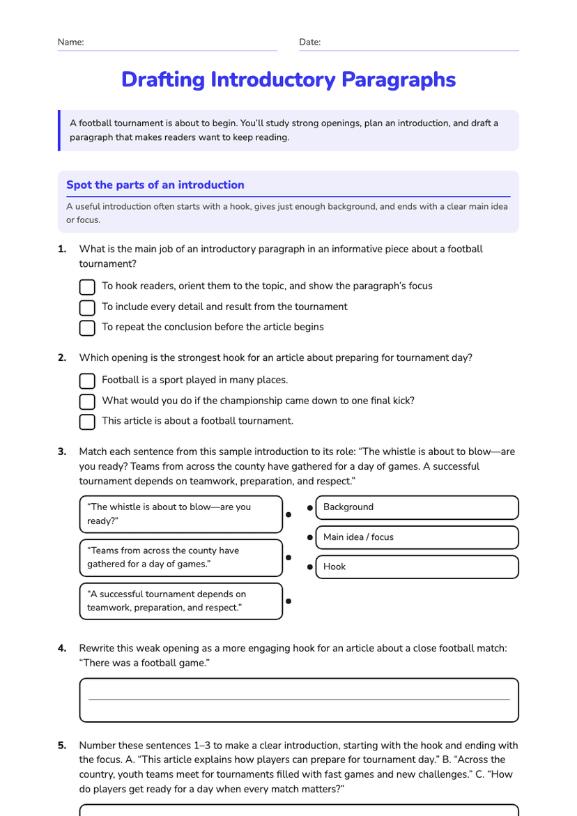Drafting Introductory Paragraphs