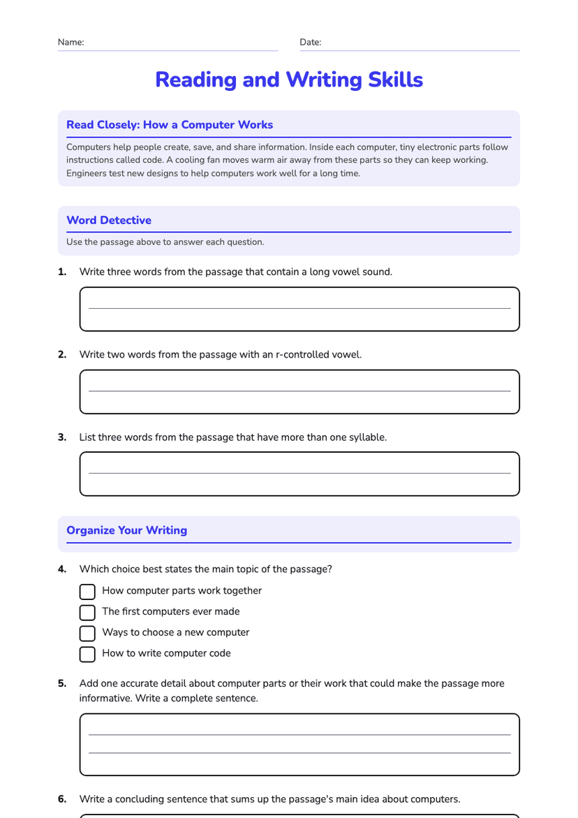 Reading and Writing Skills
