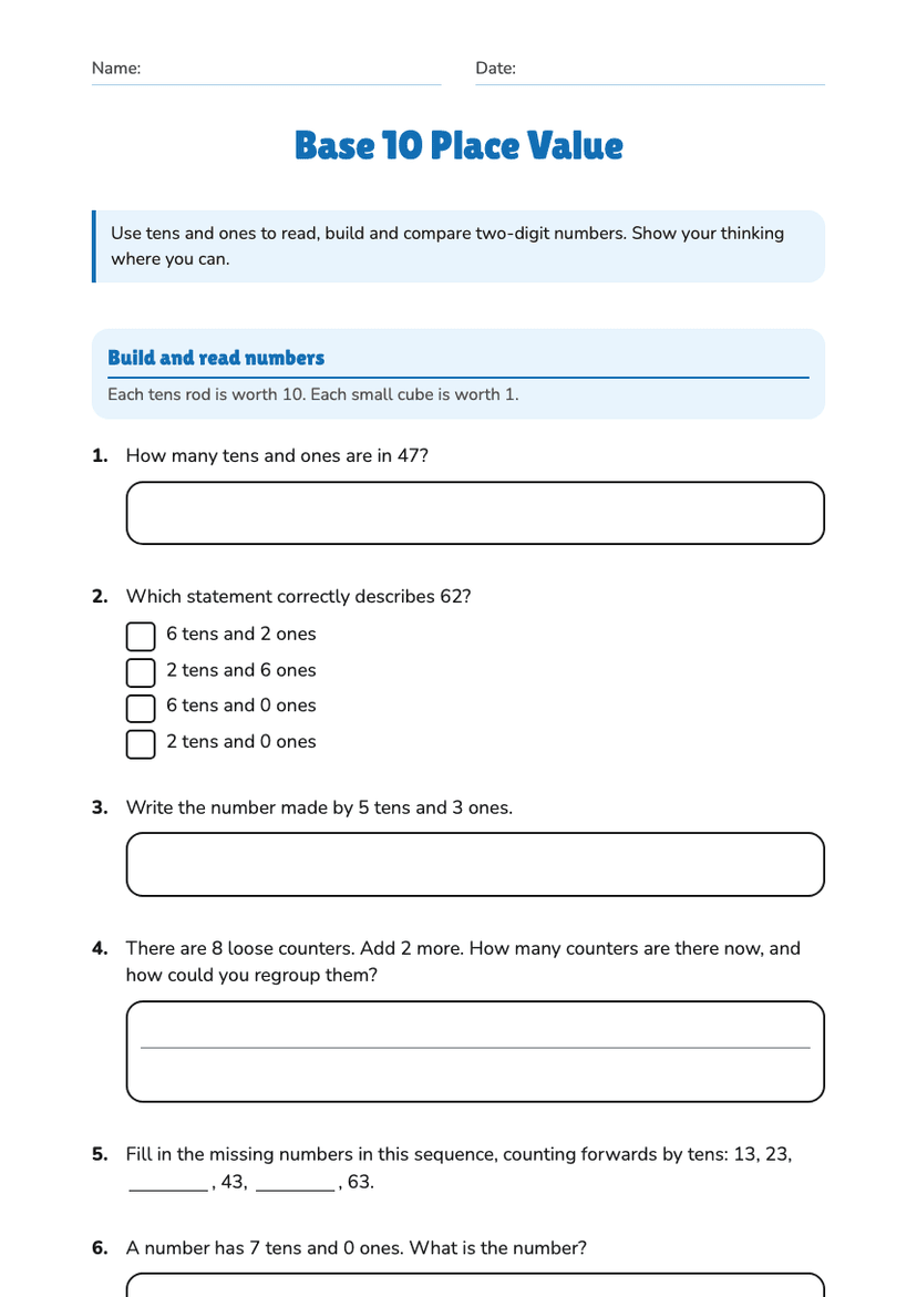 Base 10 Place Value