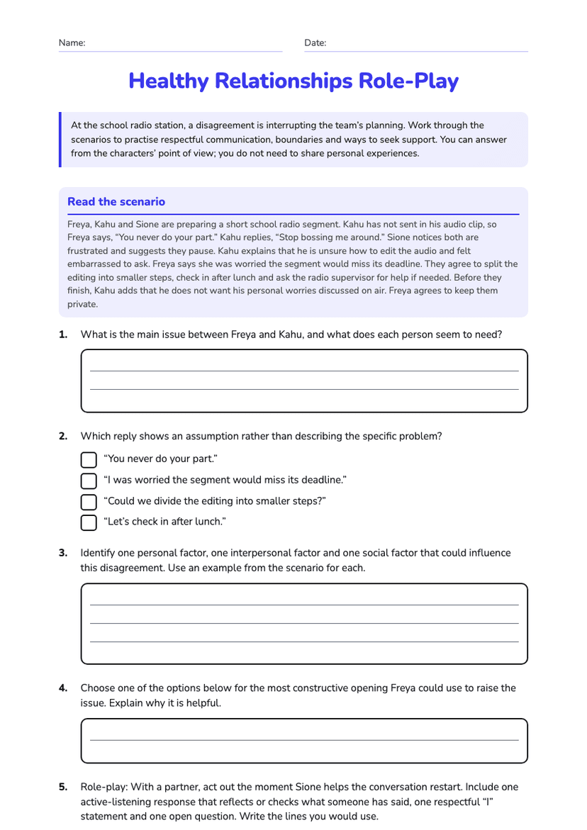 Healthy Relationships Role-Play