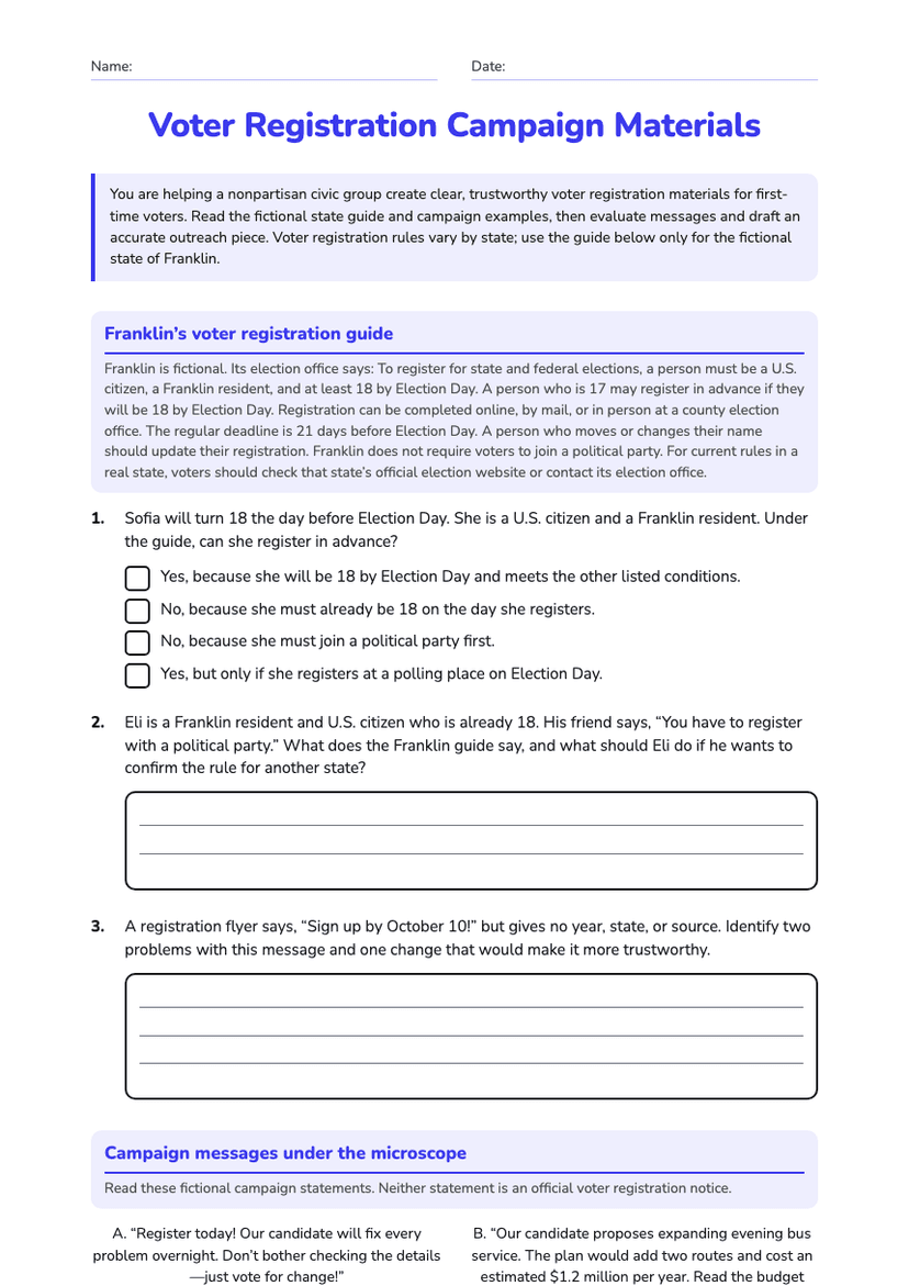 Voter Registration Campaign Materials