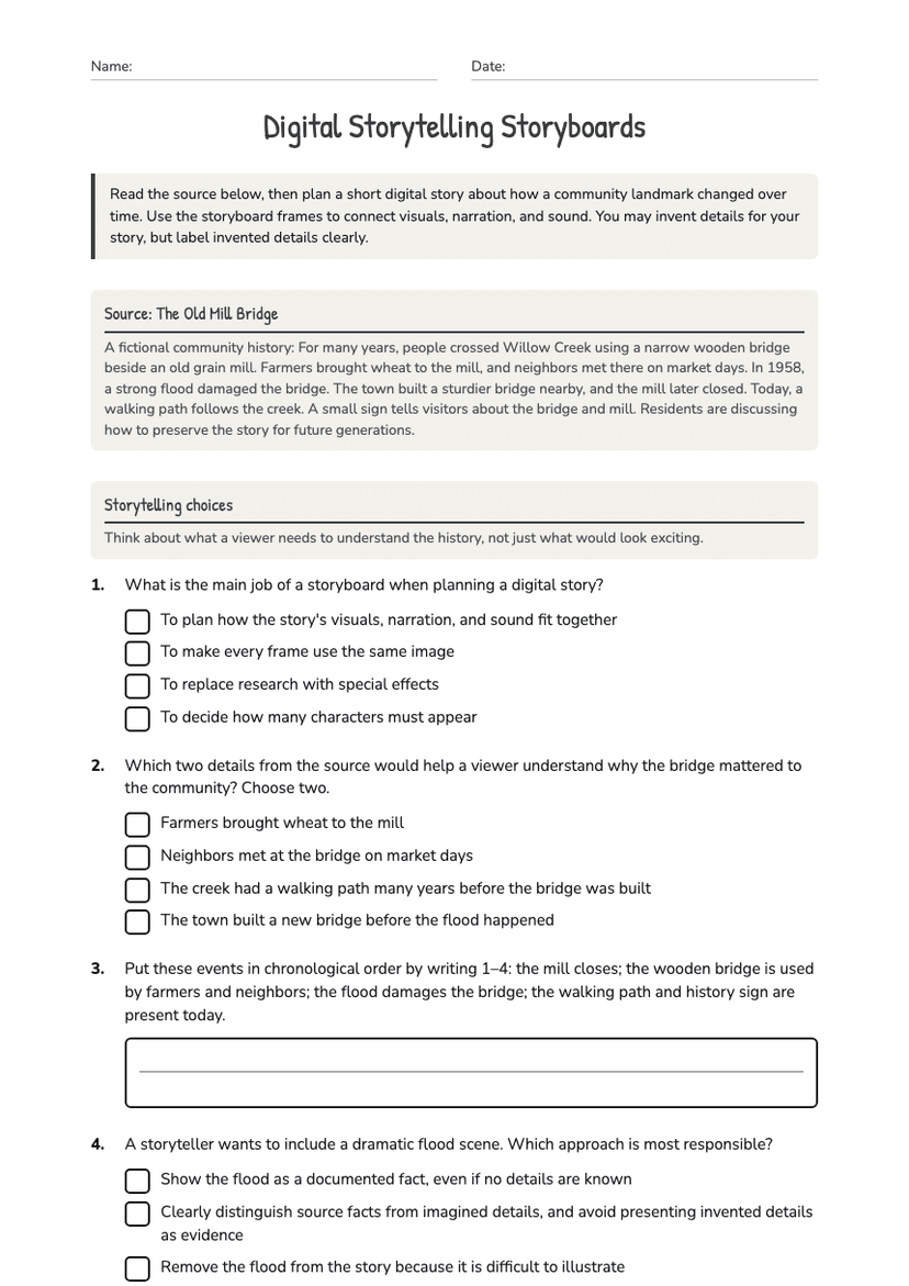 Digital Storytelling Storyboards