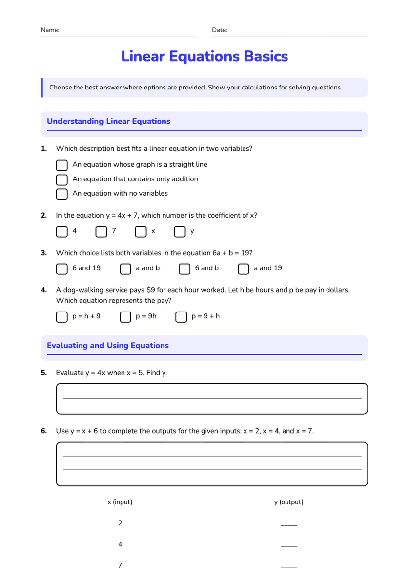 Linear Equations Basics