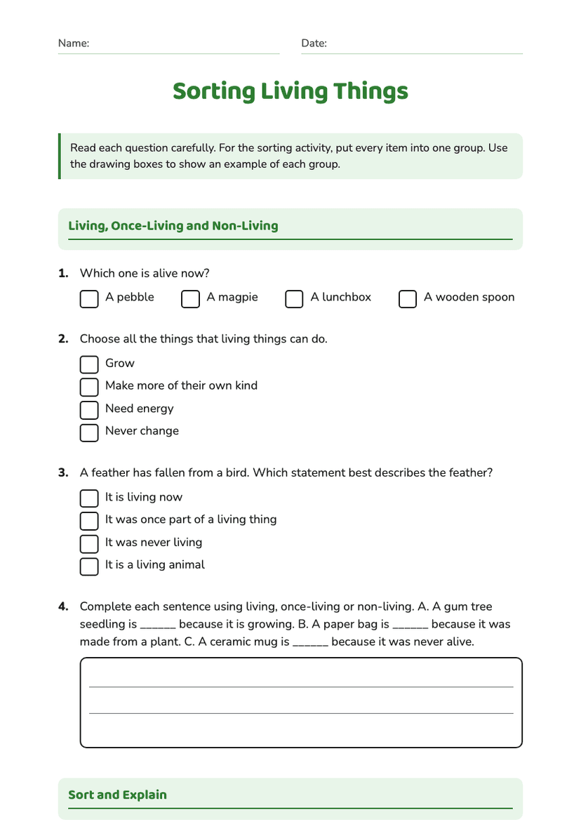 Sorting Living Things