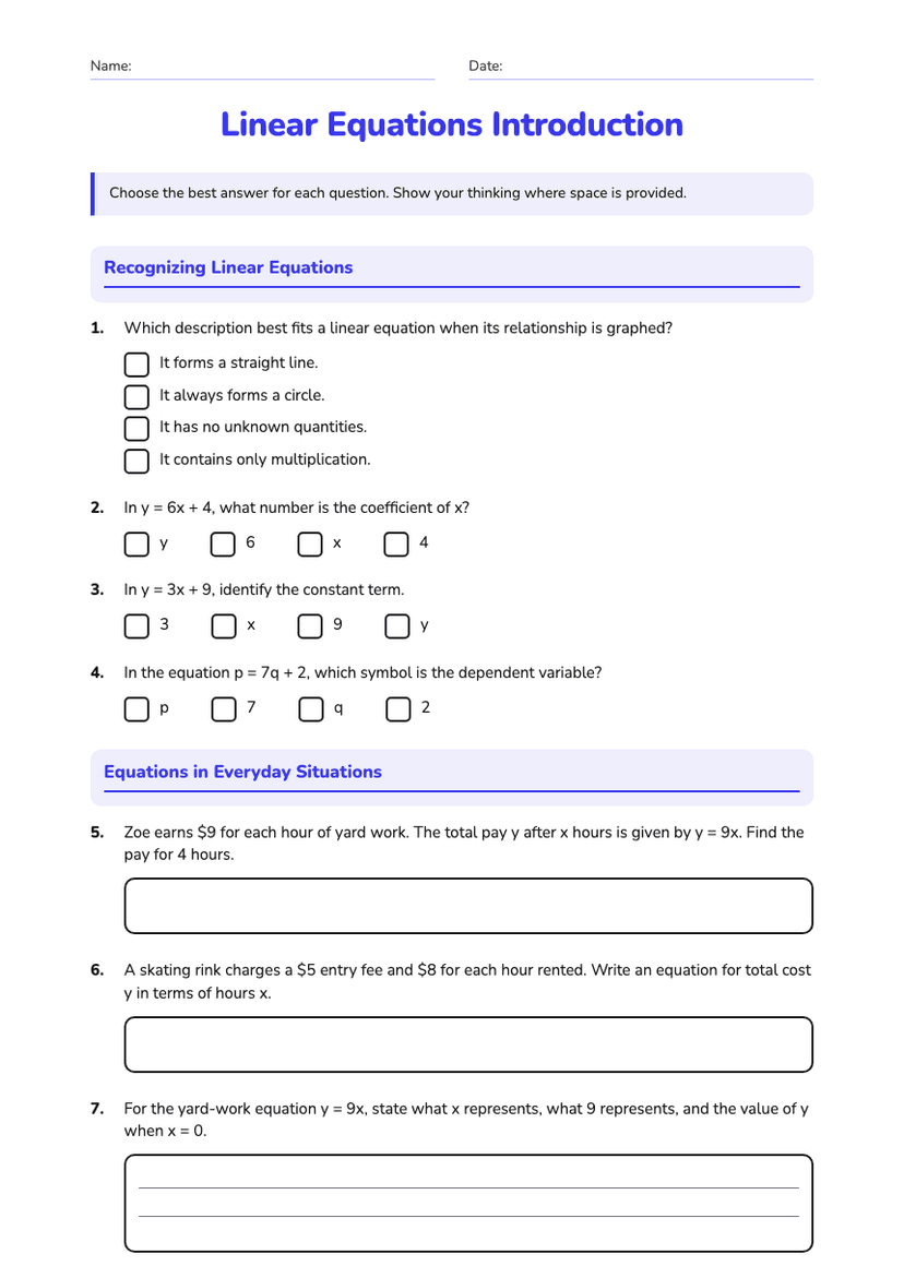 Linear Equations Introduction