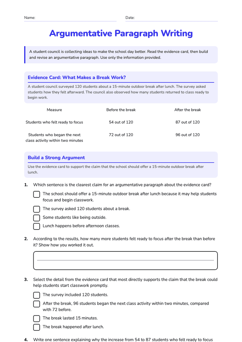Argumentative Paragraph Writing