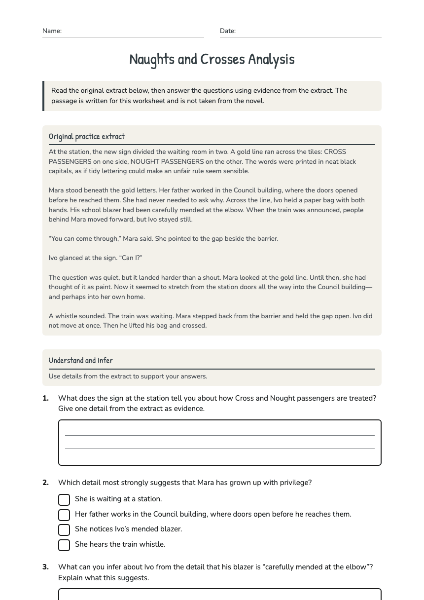 Naughts and Crosses Analysis worksheet preview