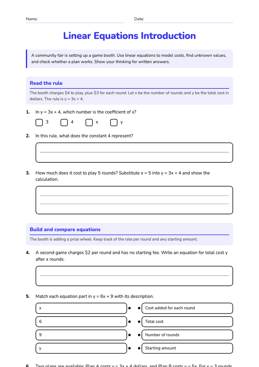Linear Equations Introduction
