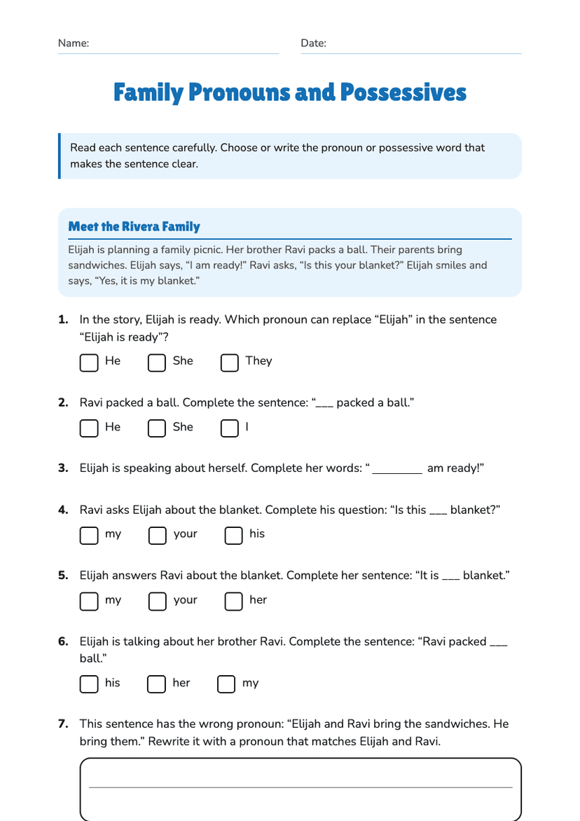 Family Pronouns and Possessives