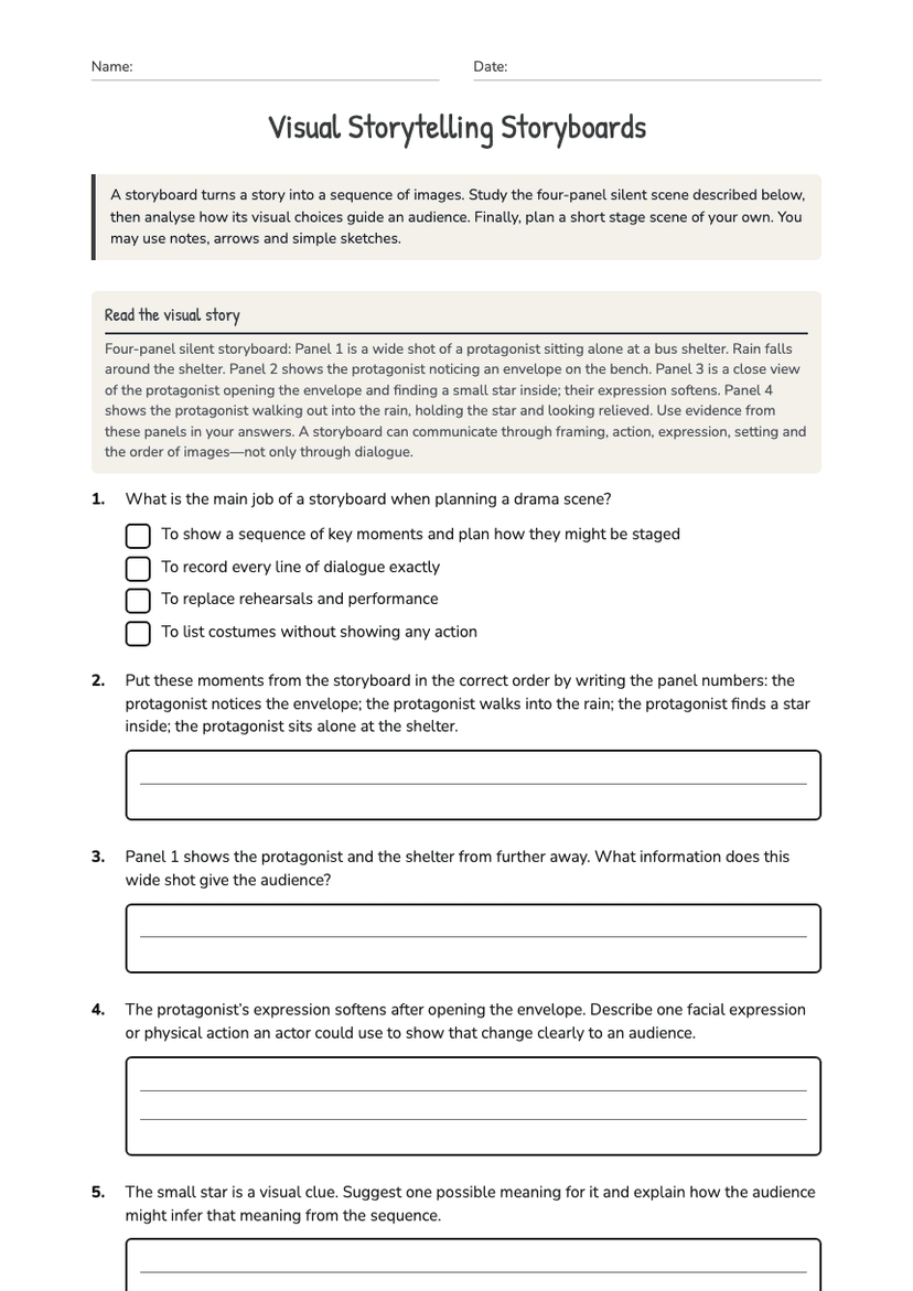Visual Storytelling Storyboards