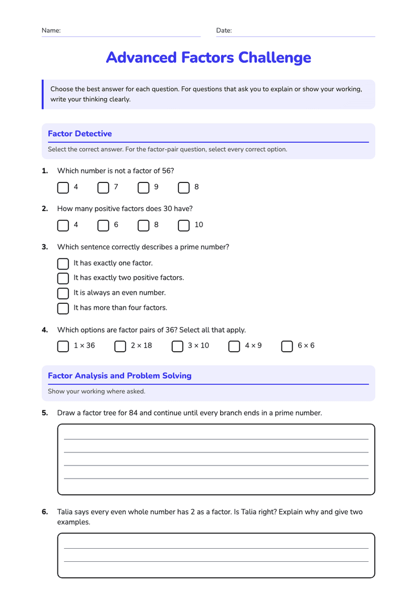 Advanced Factors Challenge