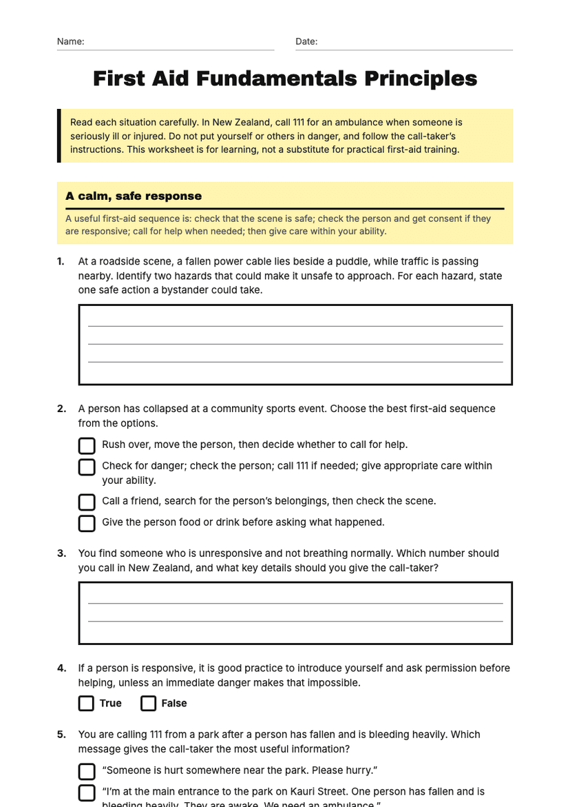 First Aid Fundamentals Principles