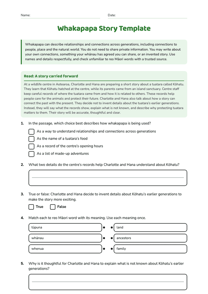 Whakapapa Story Template