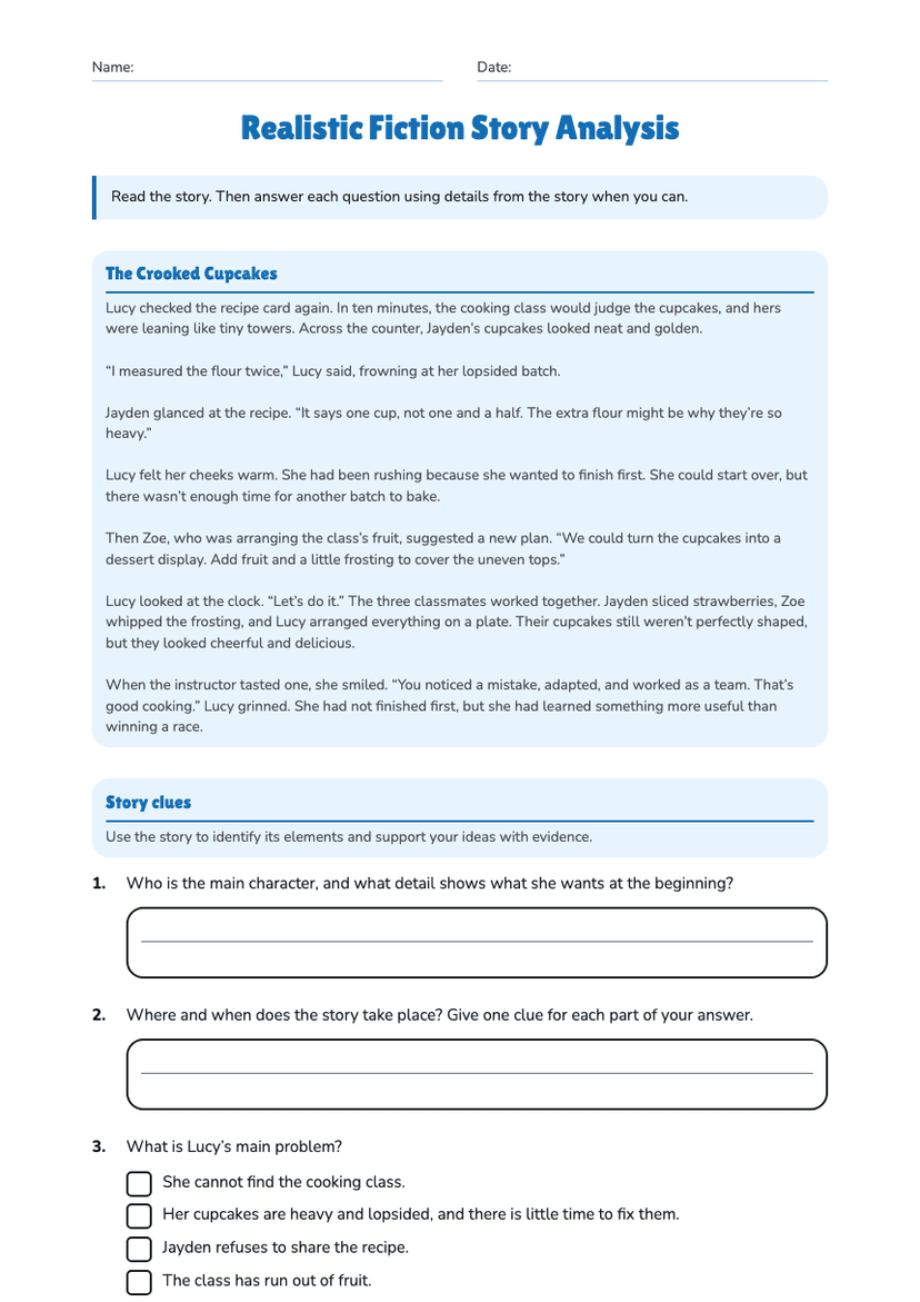 Realistic Fiction Story Analysis