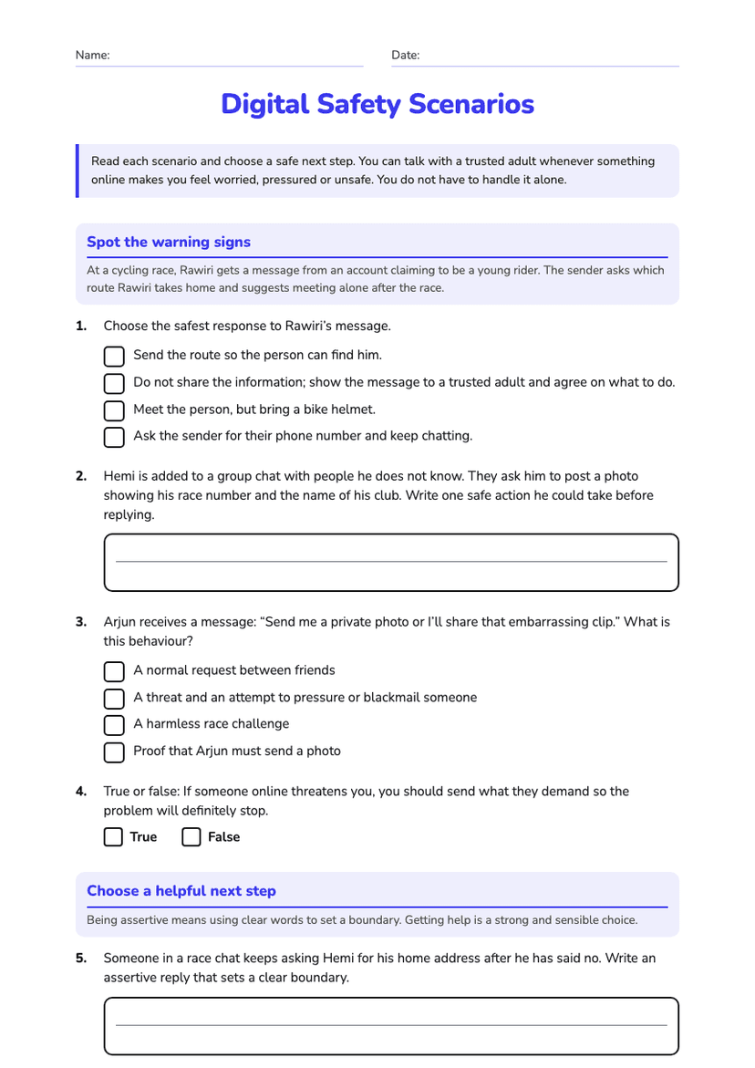 Digital Safety Scenarios