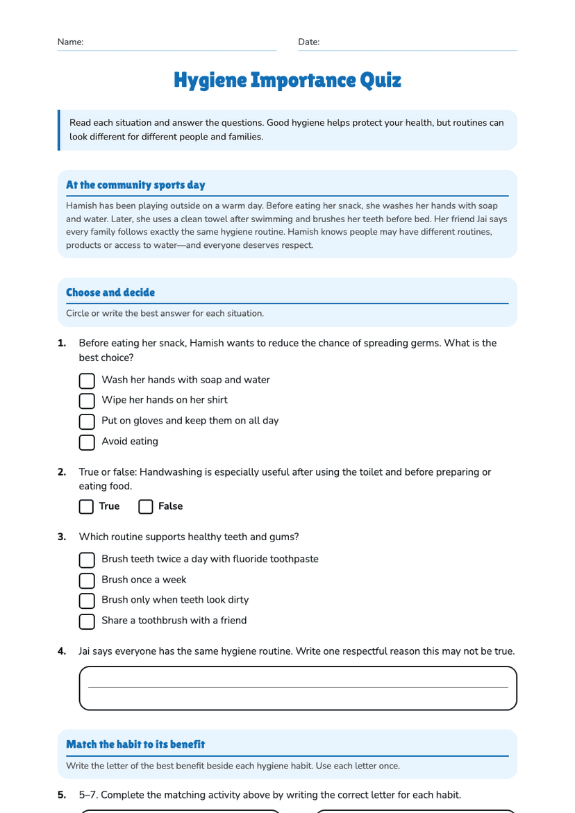 Hygiene Importance Quiz
