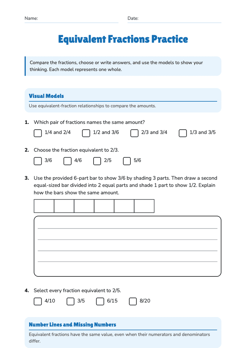 Equivalent Fractions Practice