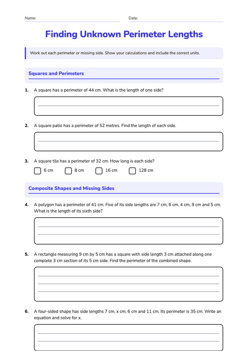 Finding Unknown Perimeter Lengths