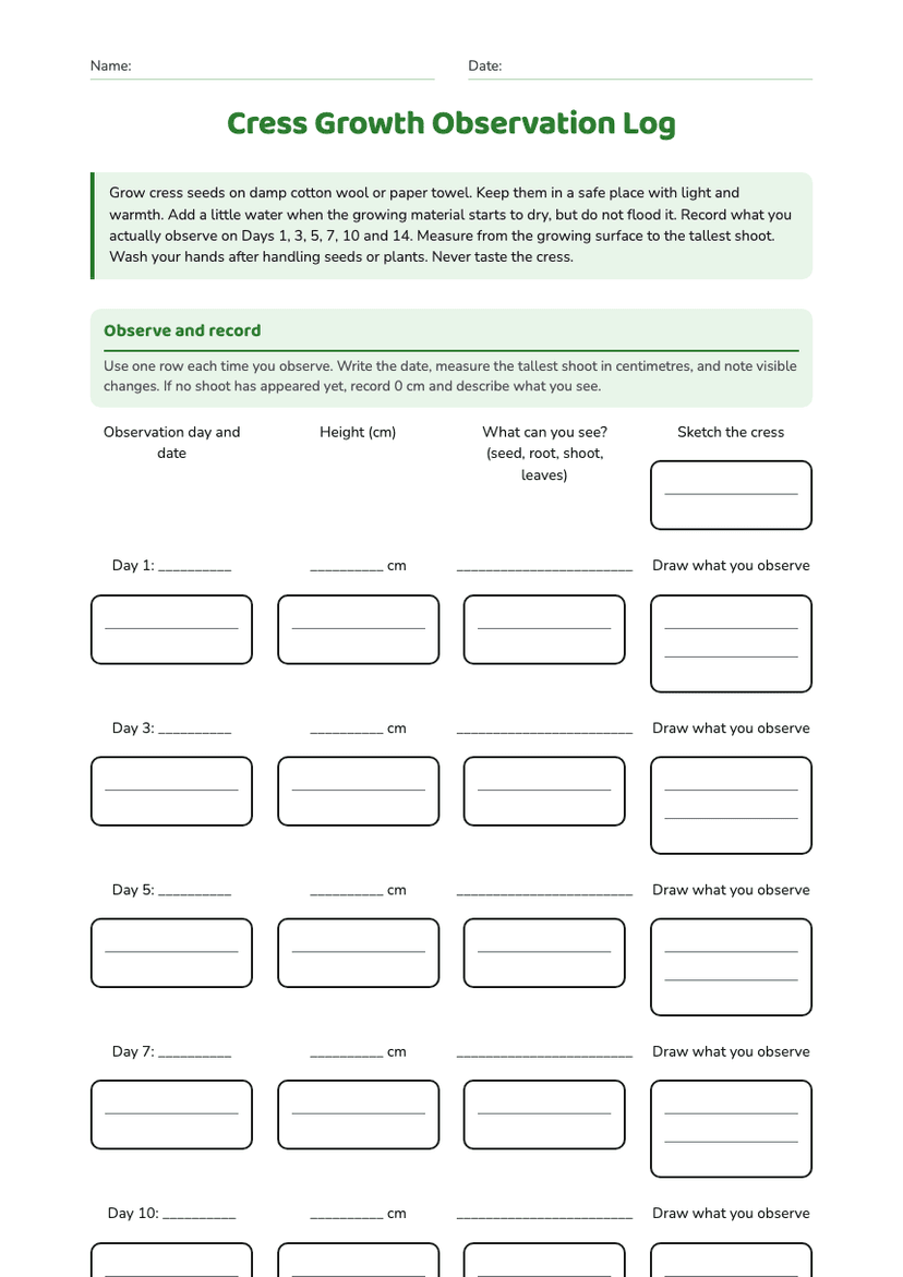 Cress Growth Observation Log